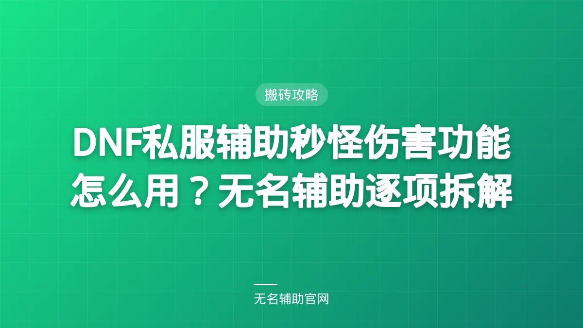 DNF私服辅助秒怪伤害功能怎么用？无名辅助逐项拆解